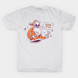 Festive AF Skeleton Santa Skull Christmas Costume T-Shirt